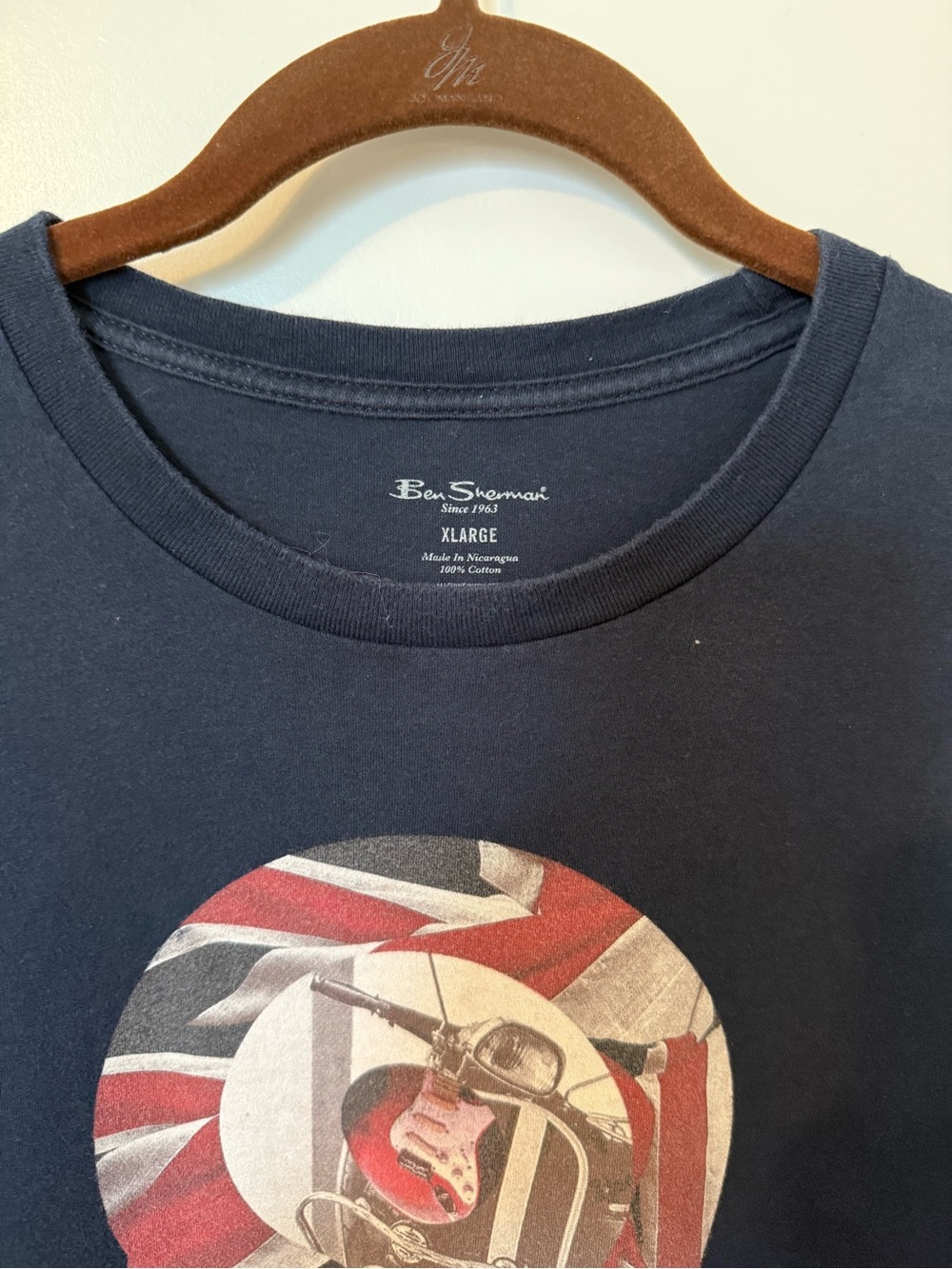Ben Sherman Navy Graphic T-Shirt Union Jack Scooter Guitar Men’s XL 100% Cotton - Picture 3 of 6